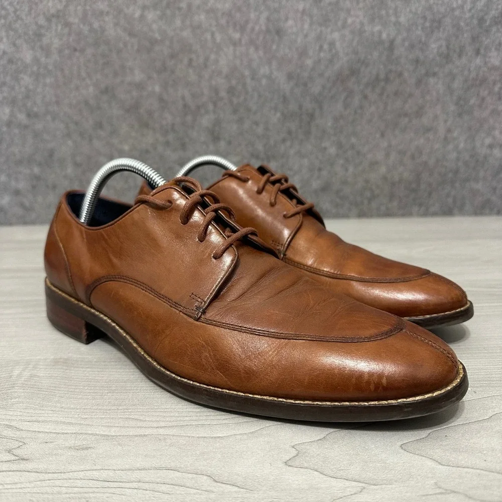 Cole Haan Lenox Hill‎ Split Toe Oxford Men 9.5 British Tan Leather Dress C11629